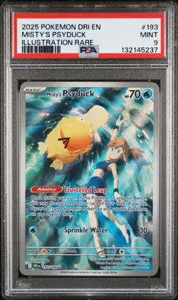 2025 POKEMON DRI EN-DESTINED RIVALS ILLUSTRATION RARE #193 MISTY'S PSYDUCK PSA 9 - Image 1