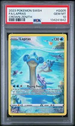 2023 POKEMON SWORD & SHIELD CROWN ZENITH #GG05 FULL ART/LAPRAS PSA 10 - Image 1