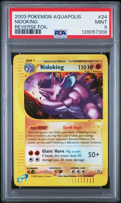 2003 POKEMON AQUAPOLIS #24 NIDOKING-REVERSE FOIL PSA 9 - Image 1