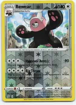 Bewear 150/192 Uncommon Reverse Holo SWSH02: Rebel Clash NM Pokemon - Image 1