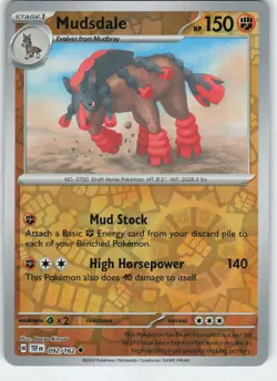 Mudsdale - 092/162 Uncommon Reverse Holo SV05: Temporal Forces NM Pokemon - Image 1