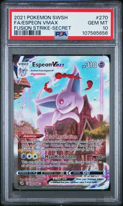 2021 POKEMON SWORD & SHIELD FUSION STRIKE SECRET FULL ART/ESPEON VMAX PSA 10 - Image 1