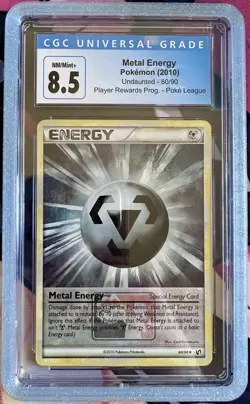 CGC 8.5 2010 Pokemon Metal Energy Undaunted 80/90 League Reverse crosshatch Holo - Image 1