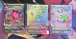 Lot of 3 Pokemon Cards Gengar VMax, Sylveon VMax, & Mew VMax - Image 1