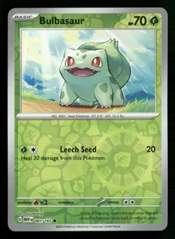 Bulbasaur - 001/165 - Reverse Holo - 151 - Pokemon Card - NM/M - Image 1