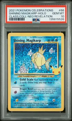 2021 POKEMON CELEBRATIONS CLASSIC COLL #66 SHINING MAGIKARP-HOLO PSA 10 - Image 1