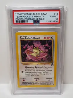 Pokemon Black Star Promo Team Rocket's Meowth #18 PSA 10 - Pokemon League Promo - Image 1