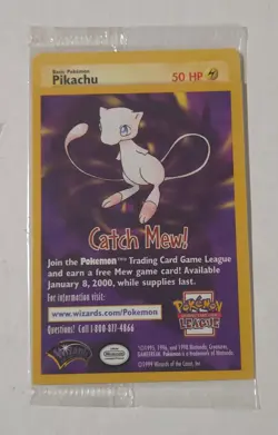 Pokemon The First Movie Sealed Pikachu WB Promo Black Star 1999 Card WOTC New - Image 1