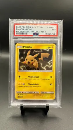 2019 SM Black Star Promo Pikachu SM227 Sun and Moon NM PSA 7 Pokemon Card - Image 1