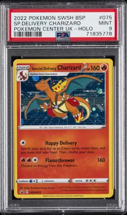 2022 POKEMON SWSH BLACK STAR PROMO #075 SPECIAL DELIVERY CHARIZARD-HOLO PSA 9 - Image 1