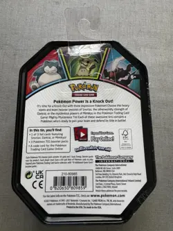 SEALED - Pokemon TCG 2021 Mighty Mysterious Tin - 3 Packs - Snorlax Promo - Image 2