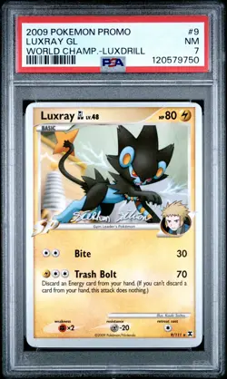 2009 POKEMON WORLD CHAMPIONSHIPS PROMO LUXDRILL #9 LUXRAY GL PSA 7 - Image 1