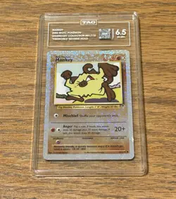 Pokemon TCG 2002 Legendary Collection Mankey Reverse Holo Card #81/110 TAG 6.5 - Image 3