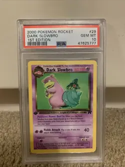 PSA 10 GEM MINT Pokemon DARK SLOWBRO Rare Team Rocket 29/82 1st Edition - Image 2