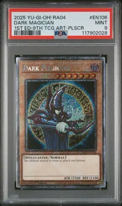 Yu-gi-oh! Stampede Dark Magician 9th Art RA04-EN106 Platinum Secret PSA 9 Mint - Image 1