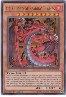 Yugioh DUSA-EN096 Uria, Lord of Searing Flames - Ultra Rare 1st Edition - Image 1