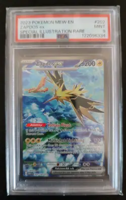Pokemon TCG Zapdos EX Card 202/165 Scarlet Violet-151 PSA 9 MINT - Image 1