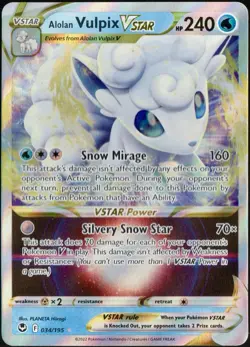 Alolan Vulpix Vstar 034/195 Silver Tempest Full Art Ultra Rare Pokemon Card - Image 1