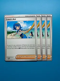 Pokemon TCG X4 Lana's Aid 155/167 Twilight Masquerade Uncommon 4X Cards Playset - Image 1