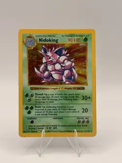 Nidoking Base Set Holo Unlimited Rare Card 11/102 Shadowless Pokemon TCG - Image 1