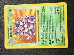 Nidoking Base Set Holo Unlimited Rare Card 11/102 Shadowless Pokemon TCG - Image 3