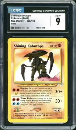 CGC 9 MINT Shining Kabutops 2002 Neo Destiny 108/105 Holo Pokemon Card psa - Image 1