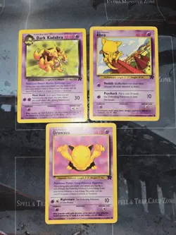 Team Rocket 3 Card Lot Dark Kadabra, Abra, Drowzee Pokemon Psychic Vintage - Image 1