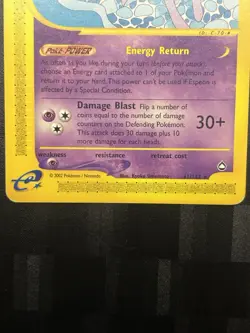 Pokemon TCG Espeon - 11/147 - Pokemon Aquapolis Non-Holo Card MP - Image 3