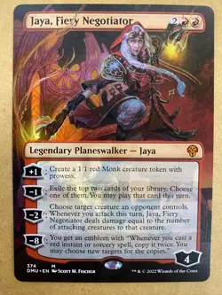 MTG 1x BORDERLESS Jaya, Fiery Negotiator # 374 Dominaria United Magic the x1 NM - Image 1