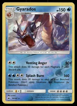 Reverse Holo Gyarados #33/147 Pokemon SM - Burning Shadows - Image 1