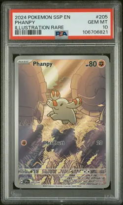 2024 POKEMON SSP EN-SURGING SPARKS ILLUSTRATION RARE #205 PHANPY PSA 10 - Image 1