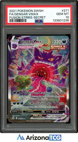 Pokemon 2021 Gengar VMAX 271/264 Alt Art Fusion Strike GEM MINT PSA 10 - Image 1