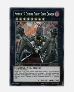 YuGiOh! Number 15: Gimmick Puppet Giant Grinder NUMH-EN027 Secret 1st Ed NM/M - Image 1