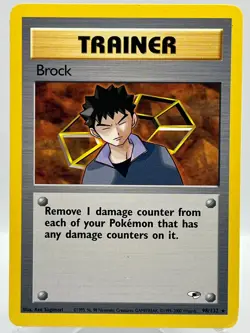 Brock 98/132 Gym Heroes Non Holo Rare Trainer WotC Vintage Pokemon TCG Card - Image 1