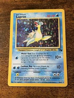 Pokemon TCG Lapras Fossil Holo Unlimited Rare Card 10/62 - Image 1