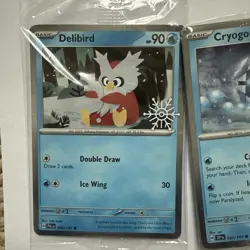 Pikachu Snowflake Stamped Swirl 025 Pokemon Card Holiday 151 + Articuno+2 bonus - Image 3