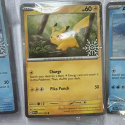 Pikachu Snowflake Stamped Swirl 025 Pokemon Card Holiday 151 + Articuno+2 bonus - Image 5