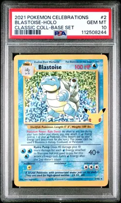 PSA 10 GEM MINT Blastoise Celebrations Classic Collection Pokemon Card 2/102 - Image 1