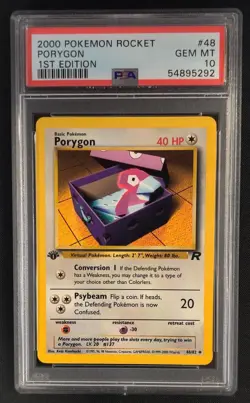 PSA 10 GEM MINT Porygon 48/82 1st Edition Team Rocket Pokemon Graded Card - Image 1