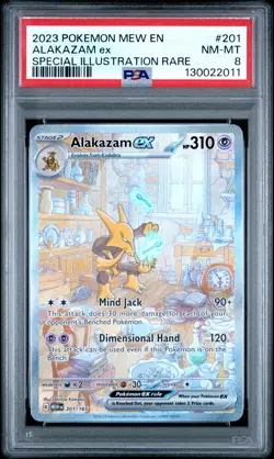 2023 POKEMON MEW EN-151 SPECIAL ILLUSTRATION RARE #201 ALAKAZAM EX PSA 8 - Image 1