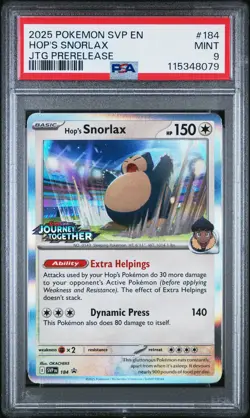2025 POKEMON SVP EN-SV BLACK STAR PROMO #184 HOP'S SNORLAX PSA 9 - Image 1