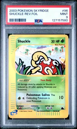 2003 POKEMON SKYRIDGE #96 SHUCKLE-REVERSE FOIL PSA 9 - Image 1