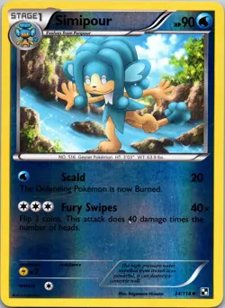 Simipour 34/114 Black and White Reverse Holo LP Pokemon TCG - Image 1