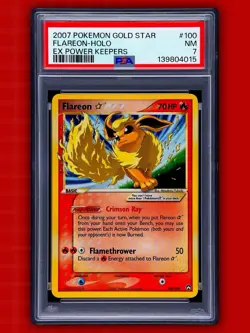 2007 POKEMON GOLD STAR FLAREON-HOLO EX POWER KEEPERS PSA # 100 NM 7 - Image 1