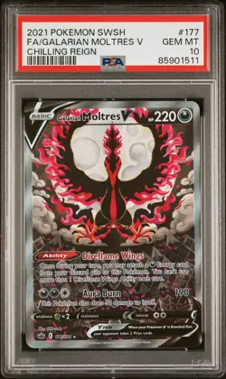 2021 POKEMON SWORD & SHIELD CHILLING REIGN FULL ART/GALARIAN MOLTRES V PSA 10 - Image 1