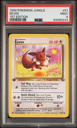 1999 POKEMON JUNGLE 1ST ED #51 EEVEE PSA 9 - Image 1