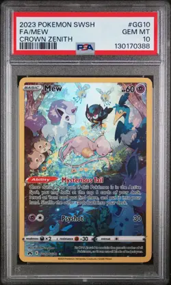 2023 POKEMON SWORD & SHIELD CROWN ZENITH #GG10 FULL ART/MEW PSA 10 - Image 1