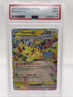 2024 Pokemon Surging Sparks PIKACHU EX 057/191 HOLO TCG GRADED PSA 9 - Image 1