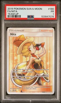 2019 POKEMON SUN & MOON TEAM UP #180 FULL ART/NITA PSA 1 - Image 1