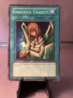 YuGiOh! TCG Graceful Charity SDP-040 Super Rare Holo LP VTG - Image 1